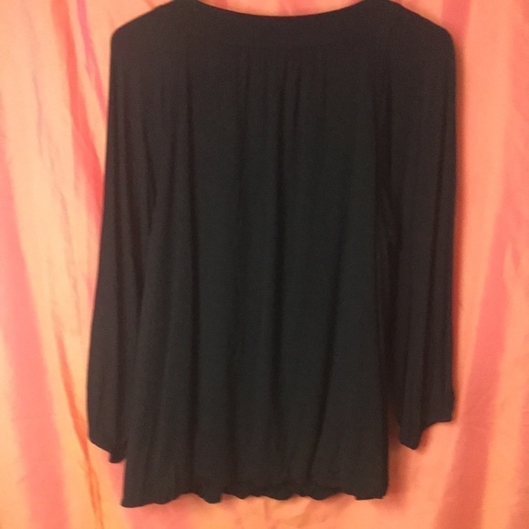 Alfani Women’s Tunic Black Jeweled Neckline Drapes at Sleeve and Hem Size L EUC - Picture 8 of 11